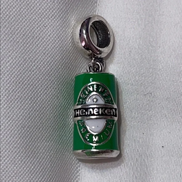 Pandora Sterling Silver 925 Heineken Beer Can Green Charm Pendant - Picture 3 of 6